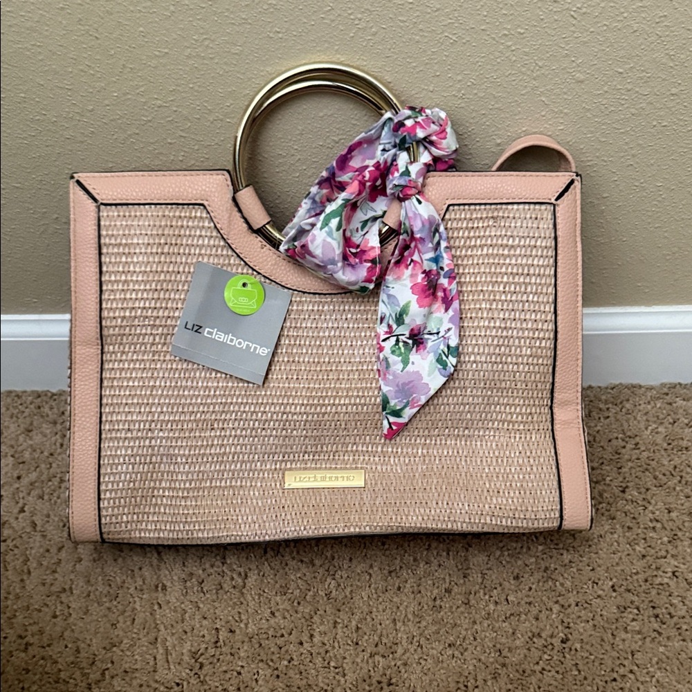 Charming Charlie Blush and Beige Woven Tote